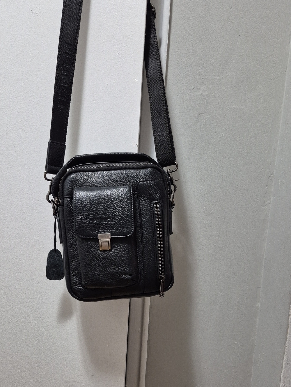 Men's Black Crossbody Messenger Bag - Unbranded